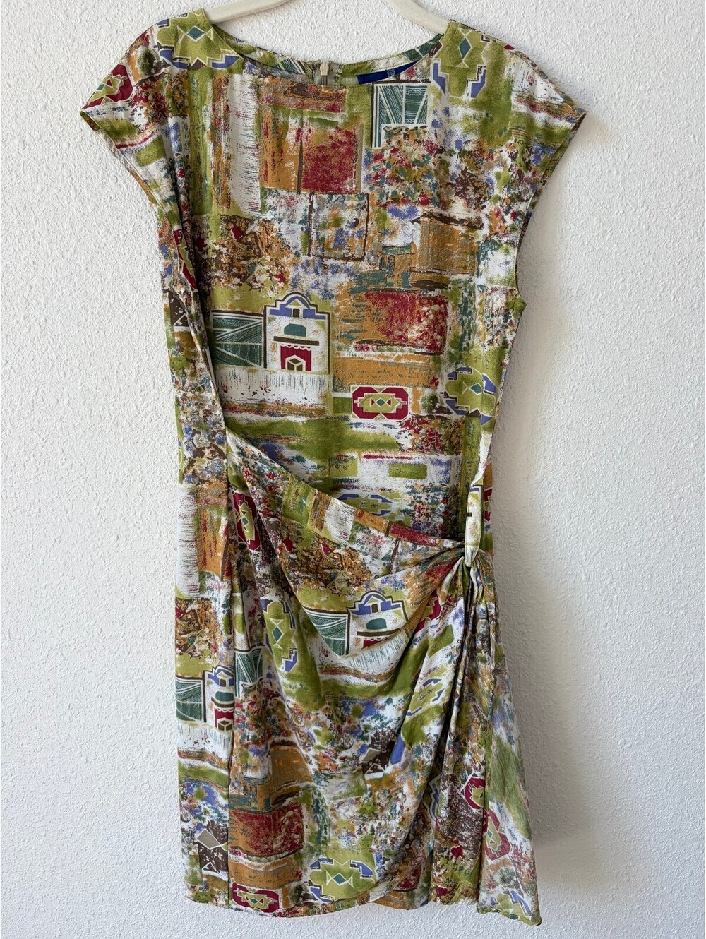 Vintage Paco Rabanne Dress Size 9AR or 4 / 6 Cityscape 90s Retro Abstract